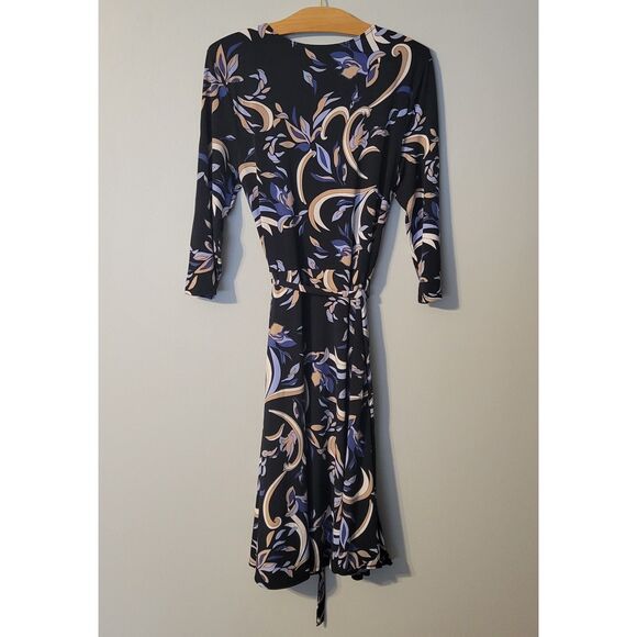 Max and Cleo Women's Multi-Colored Faux Wrap Midi Dress Size L - Picture 2 of 5